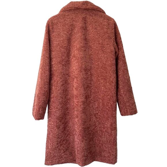Halogen Boucle Coat Womens M Rust Pink Shawl Collar Longline Jacket Fall Winter - Picture 9 of 11